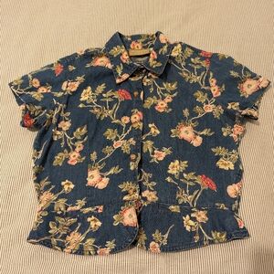 Vintage Liz Claiborne floral denim blouse